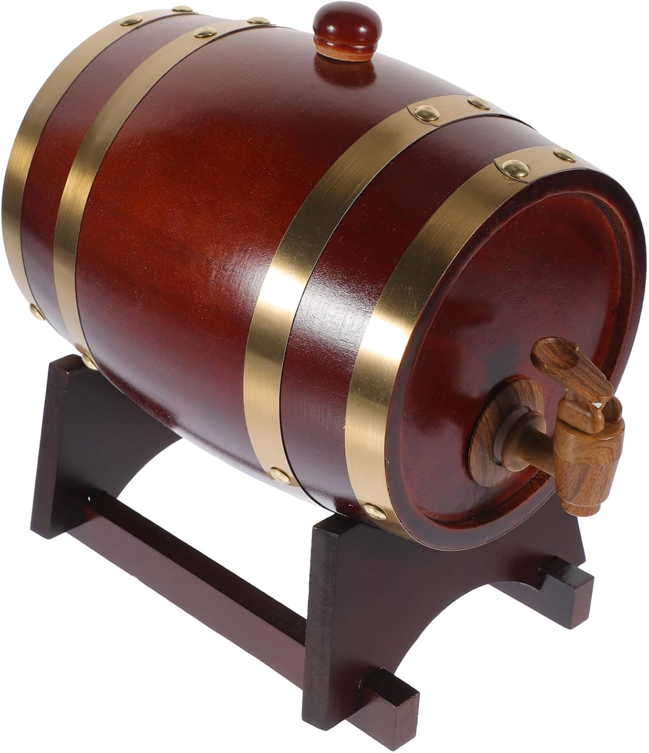 Kichvoe Wooden Wine Barrel 1.5l Red Brown Beverage Bucket Vintage Home Brewing Beer Aging Barrel Rustic Wine Storage for Bar and Kitchen Decor