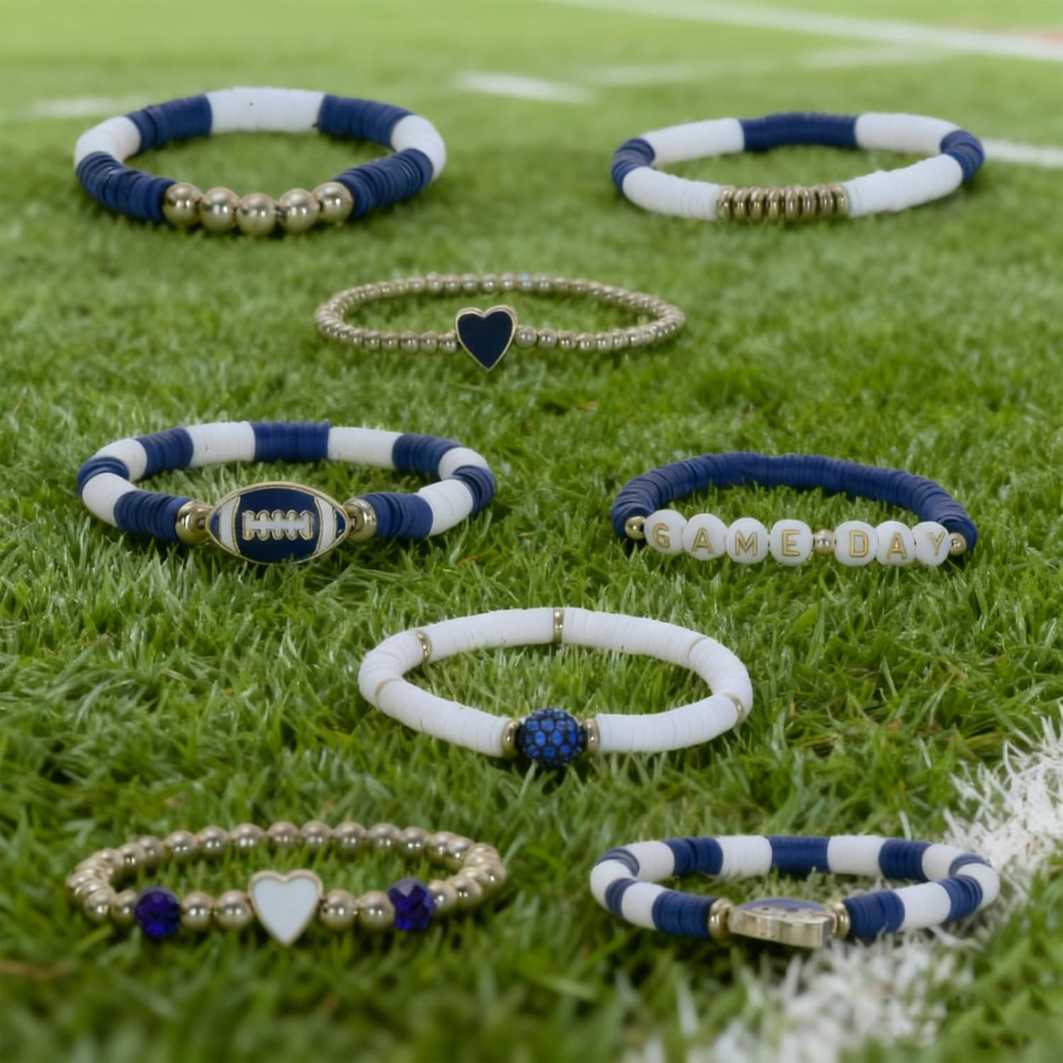 KUANG! Game Day Football Charm Bracelet Stackable Sports Jewelry for Moms Dads Football Fans Gifts - Image 3