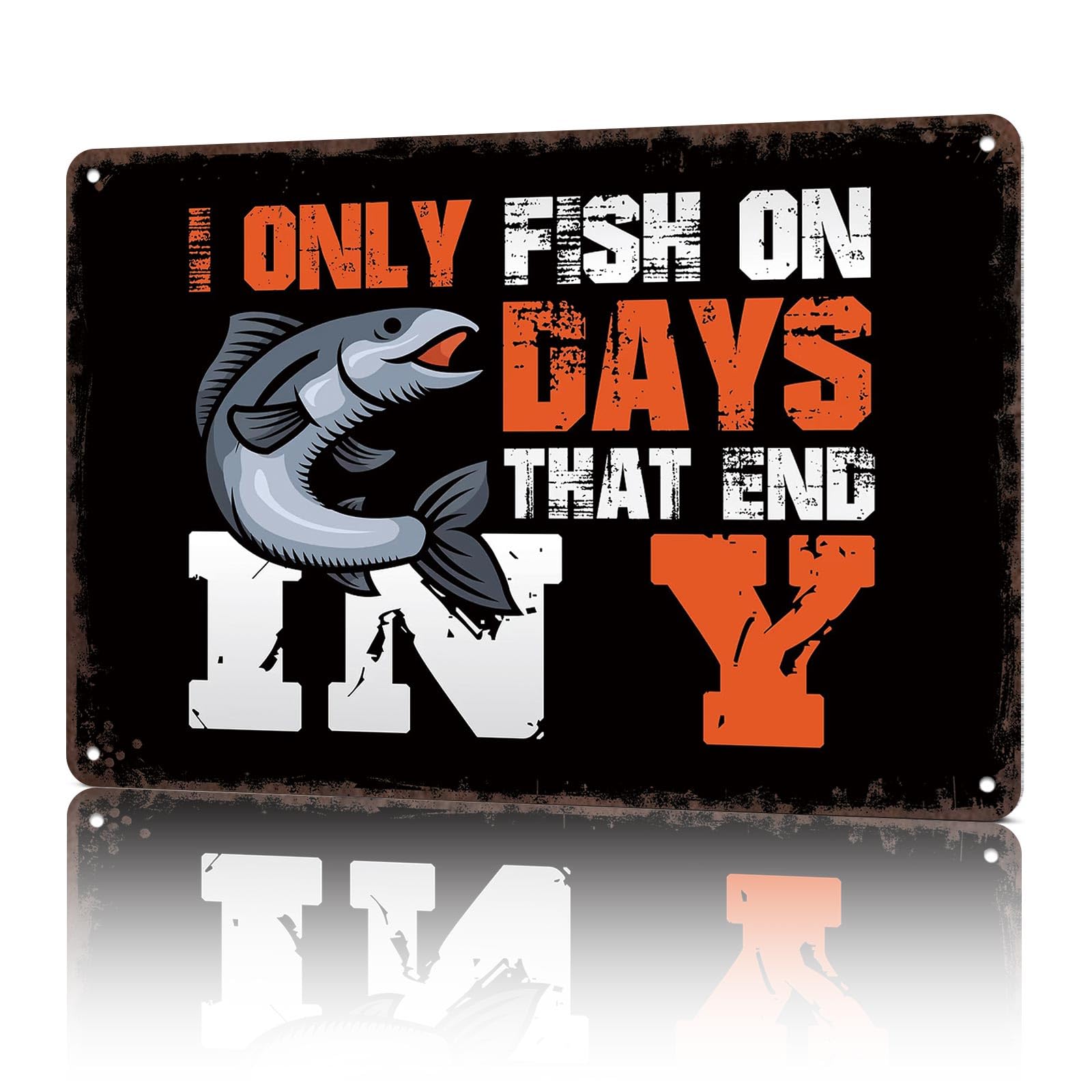 KWQDOZF Vintage Metal Signs Angler Fisherman Fish Funny Tin Sign Poster Wall Art For Home Room Bedroom Office Decor 8x12inch