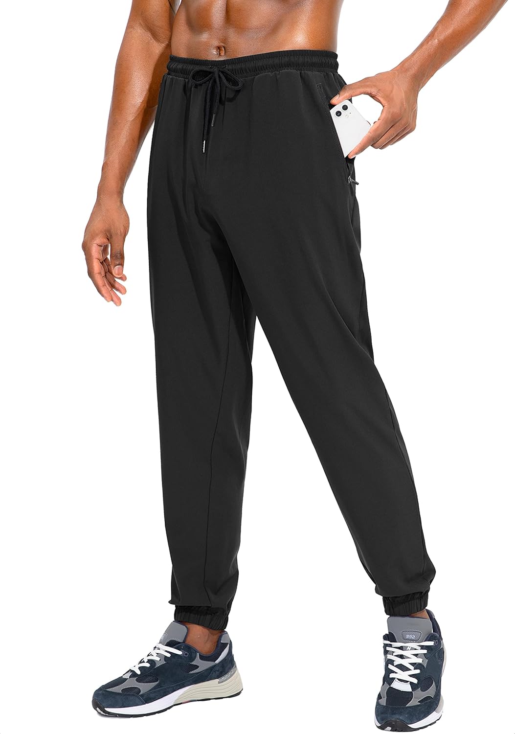 SANTINY Men's Lightweight Jogger Pants Athletic Workout Running Pants Tapered Joggers for Men Hiking with Zipper Pockets : Clothing, Shoes & Jewelry