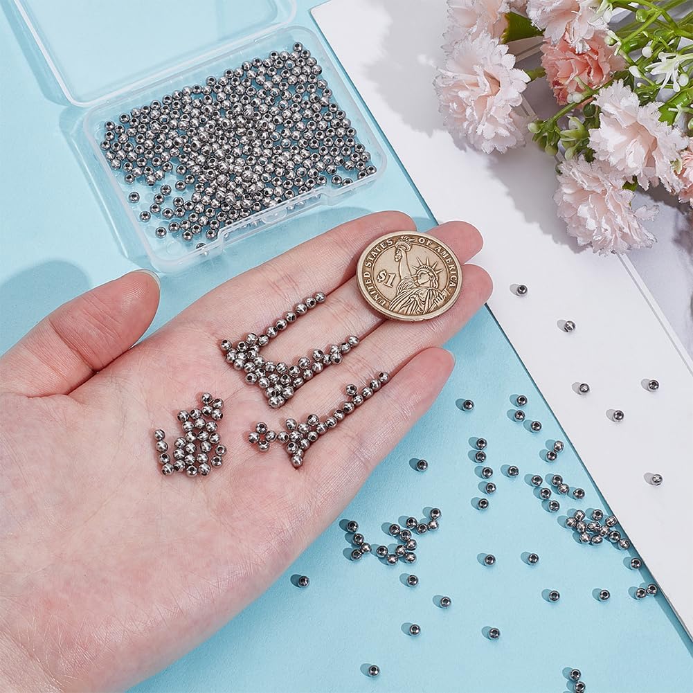 UNICRAFTALE About 500Pcs 3mm Stainless Steel Ball Beads Tiny Round Loose Bead 1mm Hole Smooth Seamless Metal Spacers Finding for Bracelet Necklace Earring Jewelry Making Hole: 1mm - Image 2