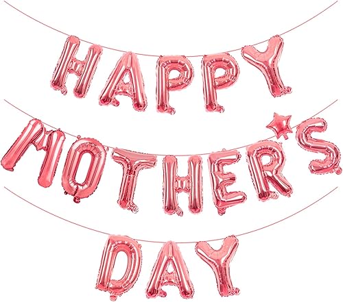 Globos de oro rosa con purpurina para el Día de la Madre, suministros de decoración para fiesta del Día de la Madre (oro rosa)