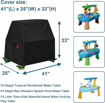 Kids Water Table Cover Fit Step2 Tropical Rainforest Water Table, Step2 Rain Showers Splash Pond/Unicorns Toddler Water Table, Little Tikes Kids Waterfall Island Water Table, Cover only (41x25x33)
