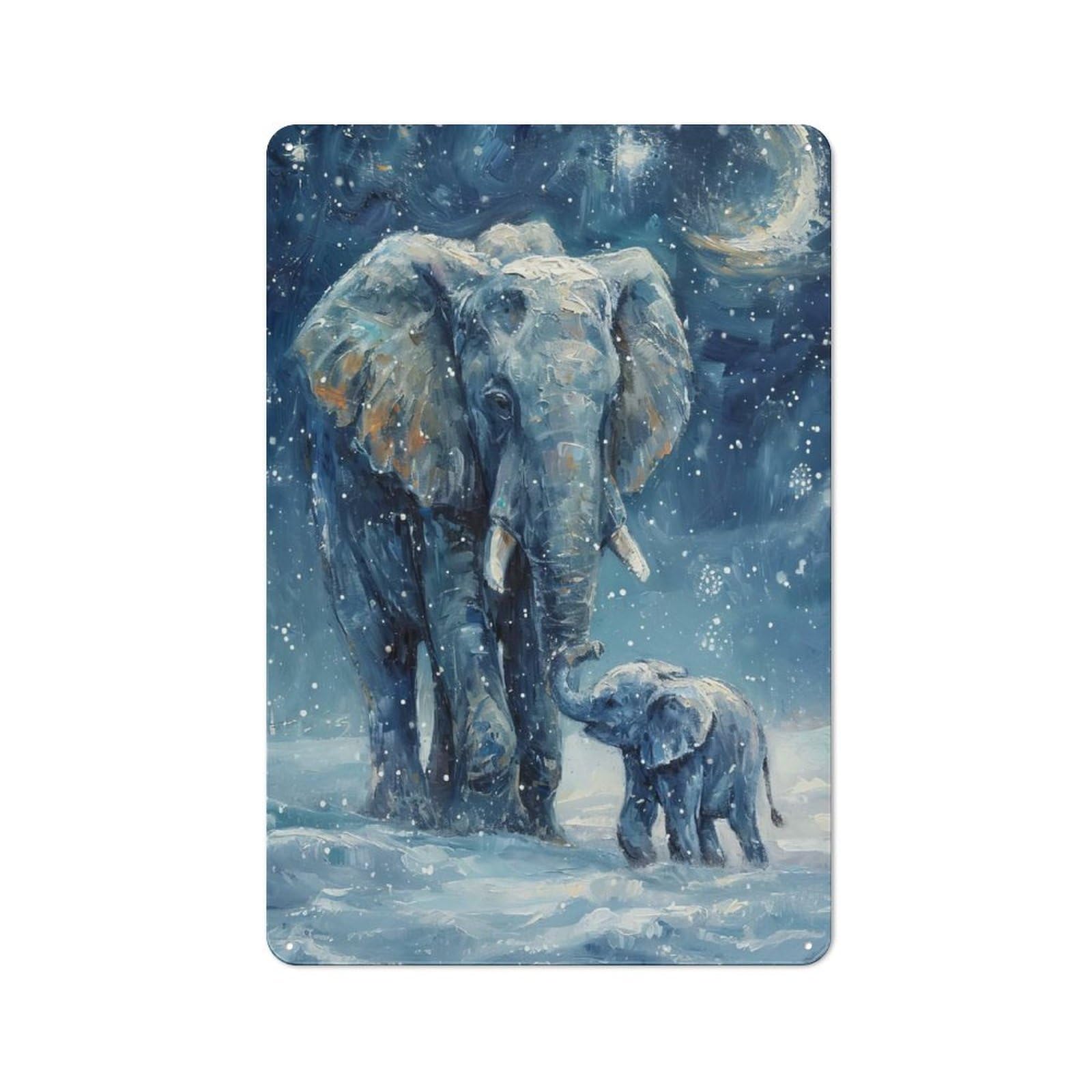 Junmoney Style Tin Wall Plaque 30X20cm With Elephant With Baby For Hallway Wall, Suited To Wall Displays In Hallways And Entrance Areas