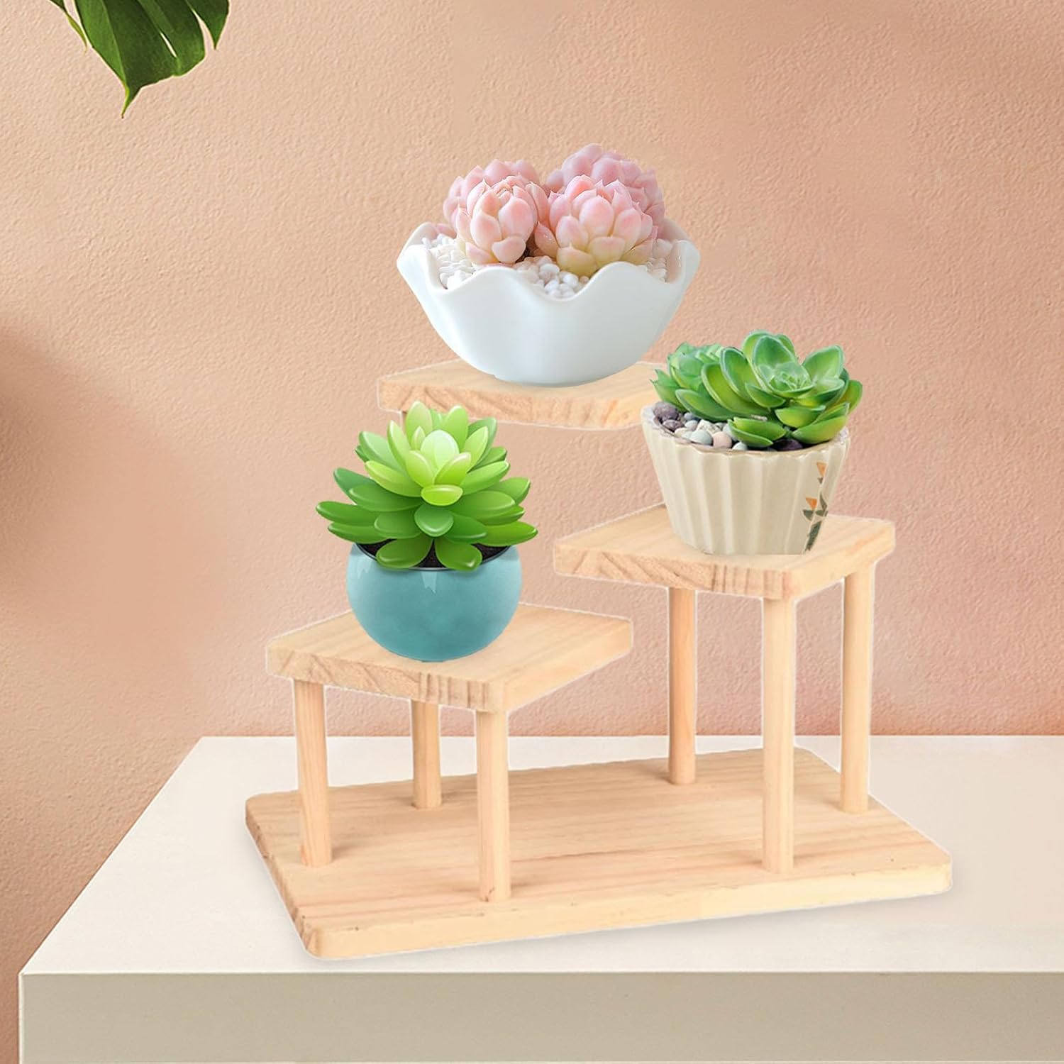 Wooden Display Riser Showcase Decorative Practical Storage Collectibles Display Shelf Figure Display Stand for Jewelry Figure, 3 Layers