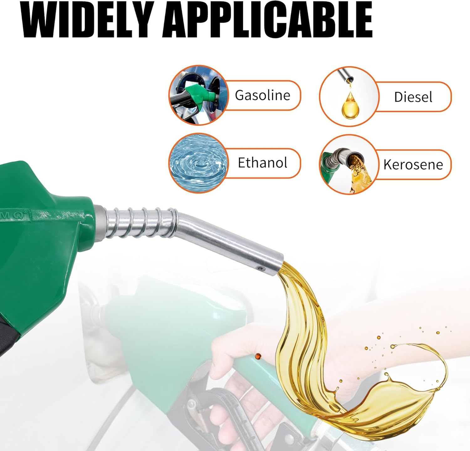 3/4" NPT Automatic Fuel Diesel Gas Pump Nozzle Handle 13/16 Inches Spout with Three-Speed Automatic Padlock, Auto Shut Off Fuel Refilling, Max Flow Rate 16 GPM / 60 L/Min