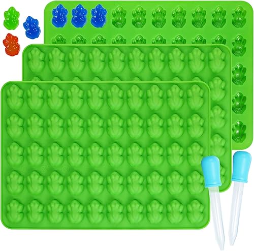 Miniatura 1 de Kamehame Moldes de silicona para ranas de gomitas, moldes antiadherentes para chocolate, paquete de 3 con 2 cuentagotas