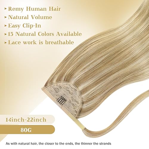 Miniatura 2 de VeSunny - Extensiones de cabello humano remy lacio de 14 a 24 pulgadas, con clip para cola de caballo, juego de extensiones de cabello humano de