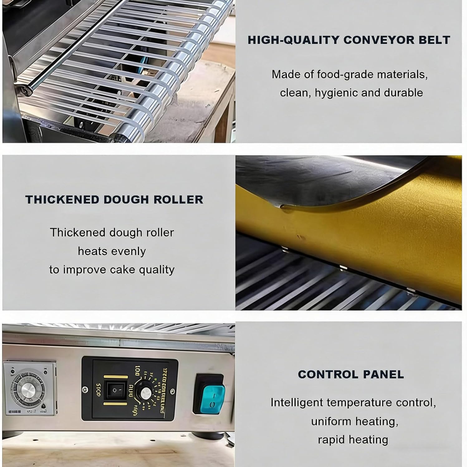 High-Speed Commercial Mille Crepe Cake Maker, Fully Automatic Egg Skin Crepe Machine, 200-300 Crepes/Hour for Pancakes & Egg Roll Wrappers 6in