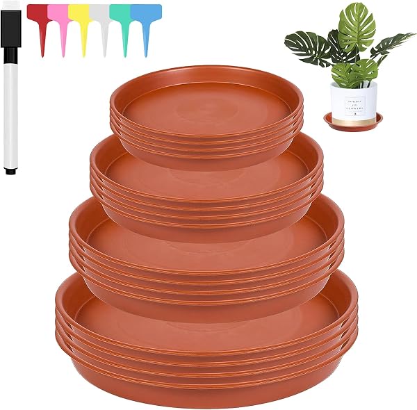 Fourindo platillos para macetas, 16 piezas y etiquetas