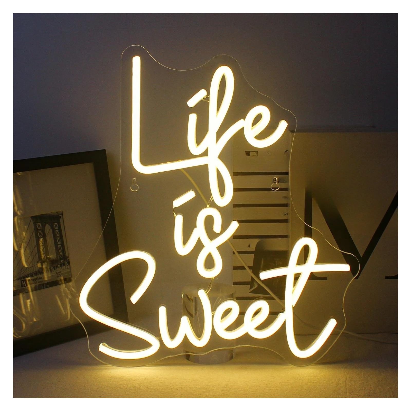 LEMST Signs Lamp Love is Sweet Neon Sign Dimming Light for Wedding Dessert Table Decor Bridal Giving Engagement Single Party 32cmх35.5cm