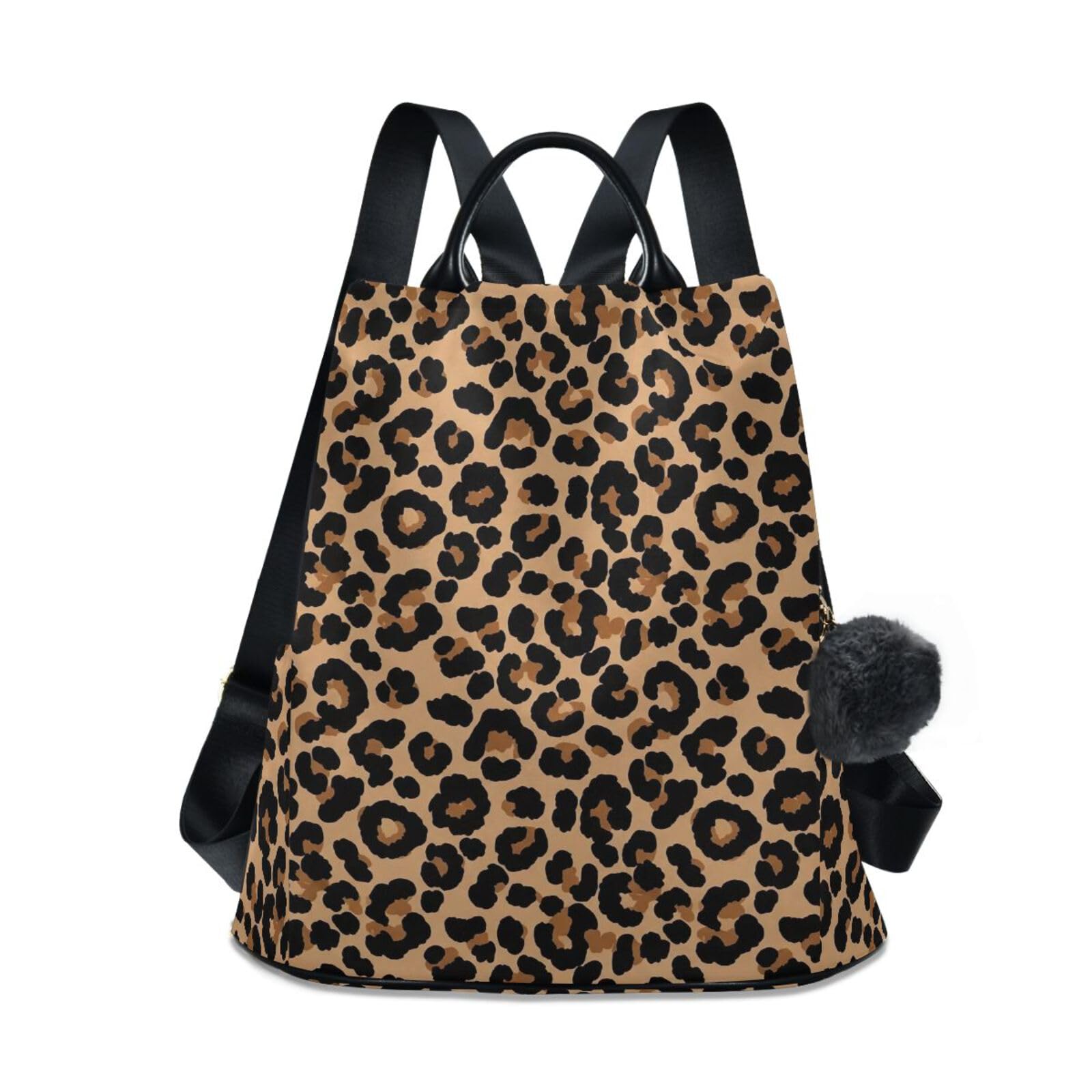 Sac à dos léopard marron multipoche tendance polyester - 8