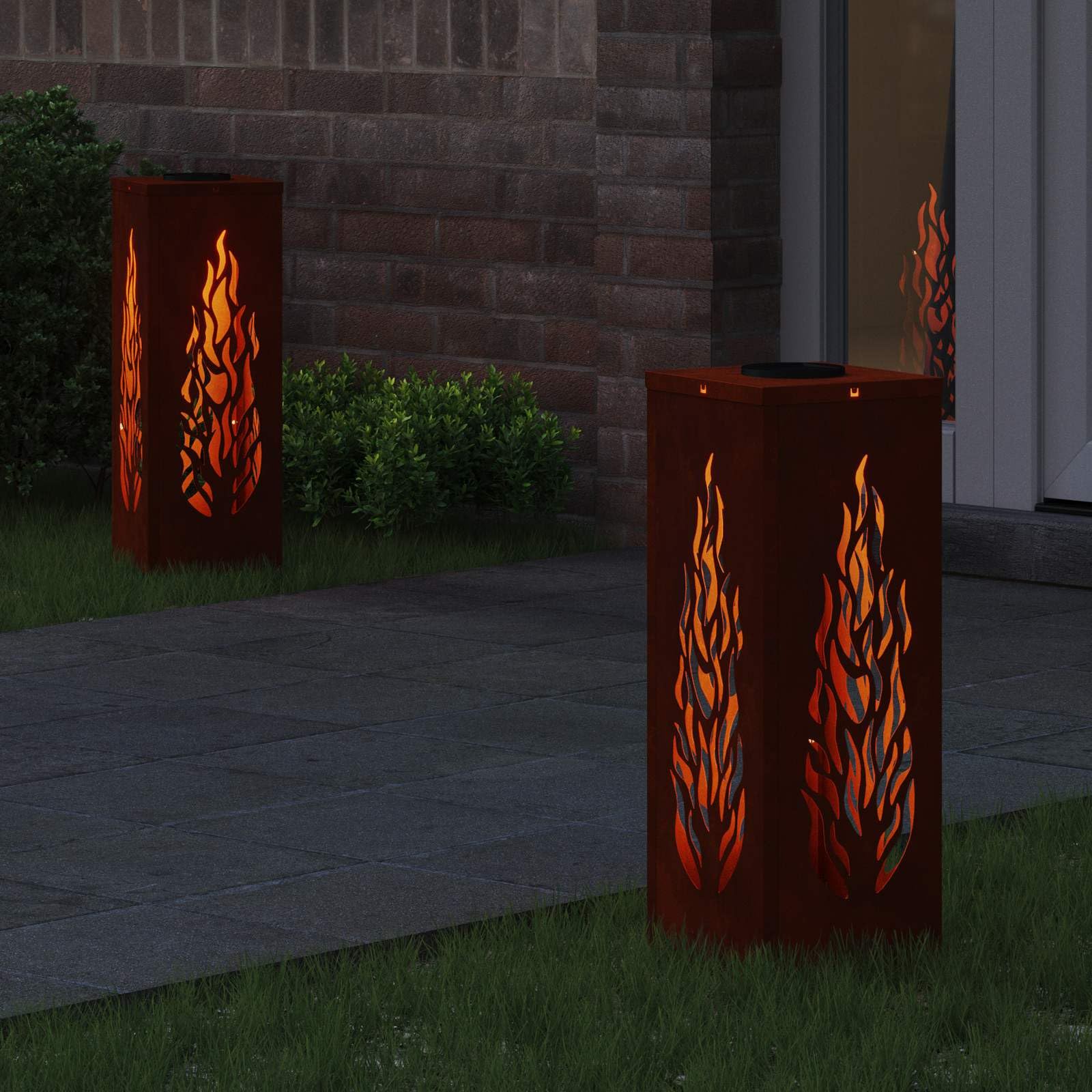 vidaXL Solar LED Weg Licht 2 pcs Bronze Wetterfeststahl, Garten und Terrasse, moderne Wegbeleuchtung, solarbetriebene Außenlichter, langlebige Landschaftslichter