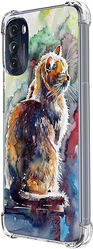 Funda para Moto G 5G 2022, protección contra caídas de pintura de gato lindo a prueba de golpes, carcasa protectora de cuerpo completo resistente a