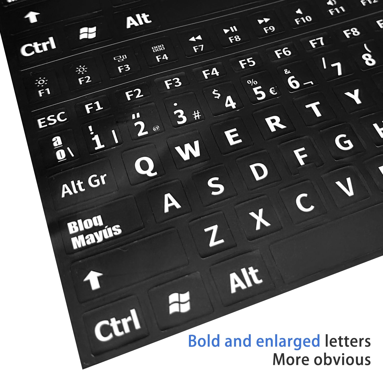 Pegatinas para Teclado Español, 2 Pcs de Repuesto de Letras, para Cualquier Teclado Estándar, Computadora Portátil (Diseño en Español, Mate)