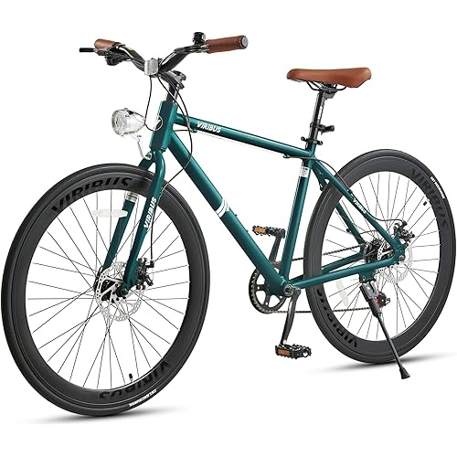 Viribus Hybrid Bikes, 28 inch Road Bike 7 Speed with Lightweight Aluminum Frame, 700C Wheels, Hybrid Bicycle for Men Adult, City Commuters, Vintage Retro