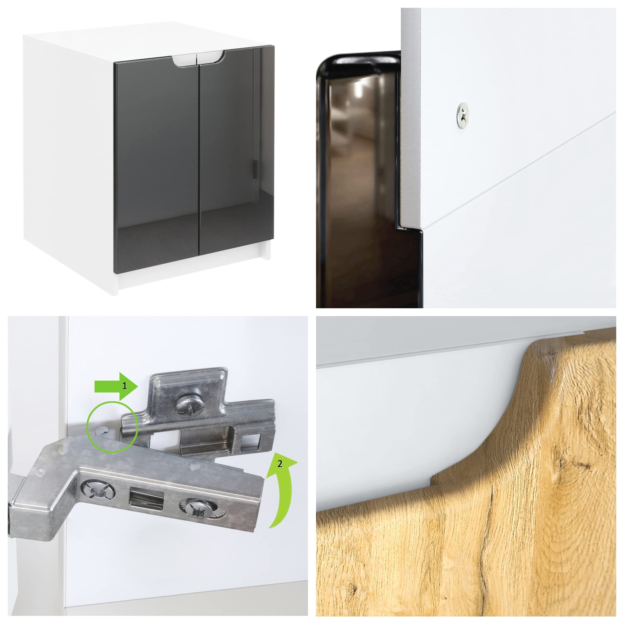 Vladon Mobiletto porta stampante Logan, armadietto schedario con 2 scomparti e 2 ante, cassa bianco opaco, frontali bianco lucido, (51 x 60,5 x 54 cm)