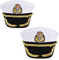 Vista 17 de Ibeauti Gorra unisex ajustable para adultos, disfraz de capitán Almirante, gorra de marinero para cosplay Negro