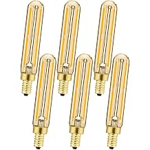 Leools LED Bulb Dimmable 6W Equal Amber Warm White 2700K T6 T20 E12 Candelabra Bulb 60 watt for Chandeliers,Ceiling Fan,Pendant,Wall sconces AC120V 600LM e12 Light Bulb 6Pack