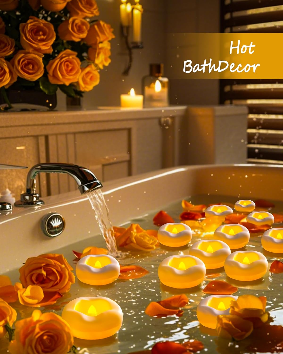 36 Pack 2.3” Flameless LED Floating Candles, Water-Activated Battery Operated Floating Candle with180+ Hours Runtime for Cylindrical Vase, Pool, Fountain - Ideal for Wedding, Party Decoration​