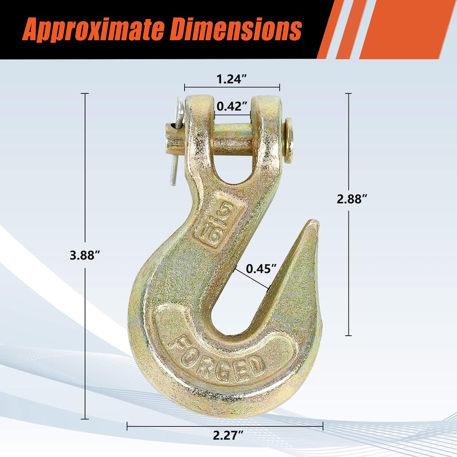 5/16 Inch G70 Heavy Duty Clevis Grab Hook for Trailer Truck Transport Chain (4 Pack) 4,700 lbs Working Load Limit