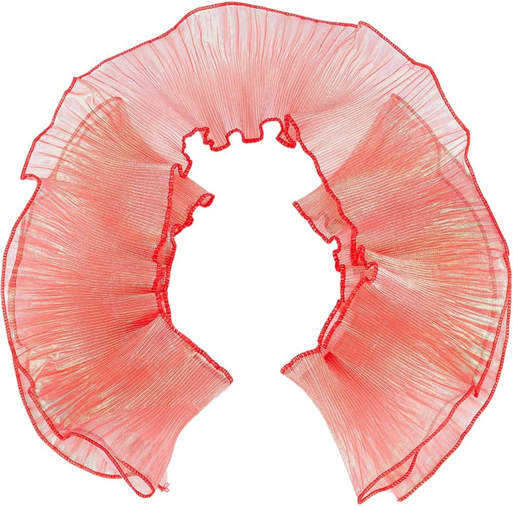 GORGECRAFT 10 Yards 4.72"/12cm Red Organza Ruffled Pleated Lace Fabric Trim Retro Ruffle Pleated Chiffon Trimmings Polyester Border Lace Fabric for DIY Wedding Dress Craft Home Decor
