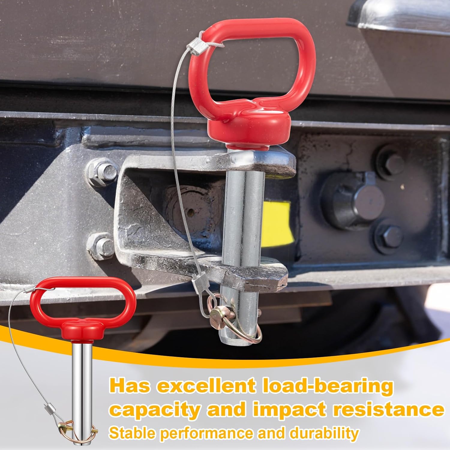 LEIFIDE 2 Pcs 3/4 Inch Trailer Hitch Pins Carbon Steel Galvanized Tow Bar with Steel Wire Rope and Safety Pins for Tractor, Trailer, Boat & More