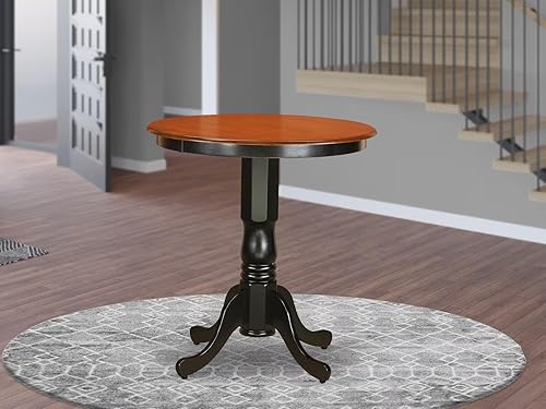Miniatura 2 de East West Furniture EDT-BLK-TP Eden - Mesa de comedor redonda con base de pedestal, 30 x 30 pulgadas, color negro y cereza