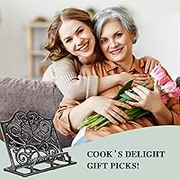 Vista 7 de JOGREFUL Soporte para libro de cocina, de hierro fundido, resistente para libros de recetas, soporte para libros de recetas de cocina, soporte