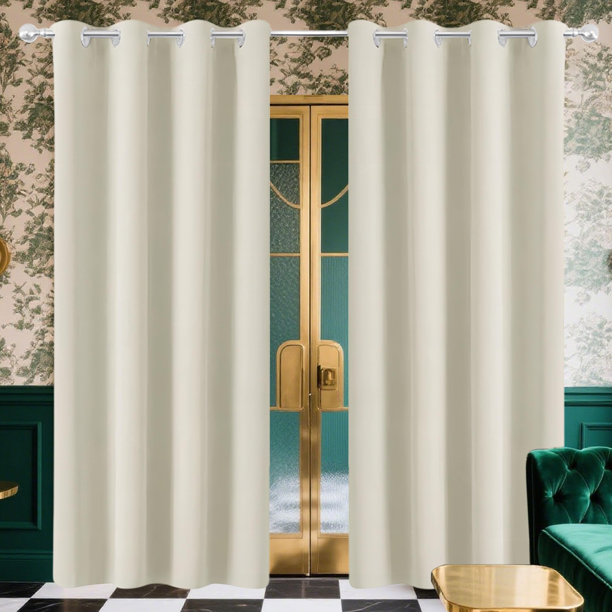 Rideaux en lin de qualité supérieure occultants et isolants de 420 x 140 cm