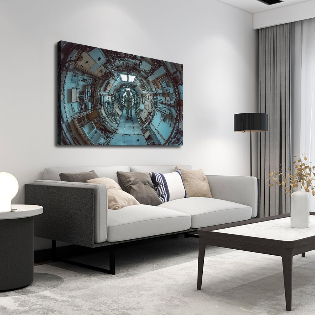 UIRINGART Astronauta kosmiczna eksploracja płótno sztuka ścienna futurystyczny science fiction motyw kosmiczny plakat grafika wydruki do wystroju biura domowego 70 x 110 cm rama wewnętrzna