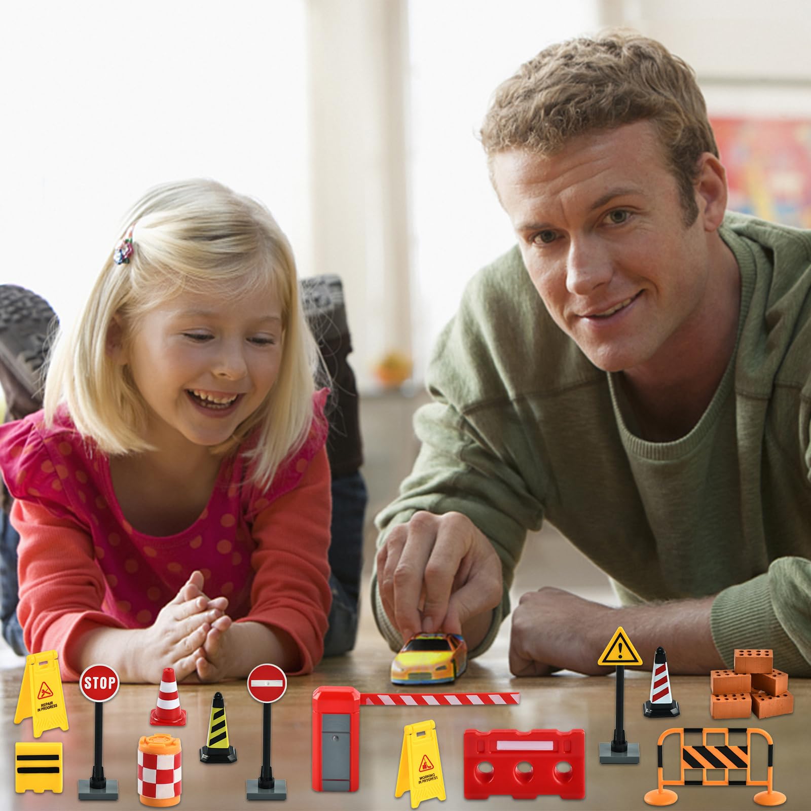 29pcs Mini Segnali Stradali, Segnale Stradale Giocattolo, Mini Cono Stradale, Segnaletica Stradale per Bambini, Giocattoli Educativi per Segnali Stradali per Bambini