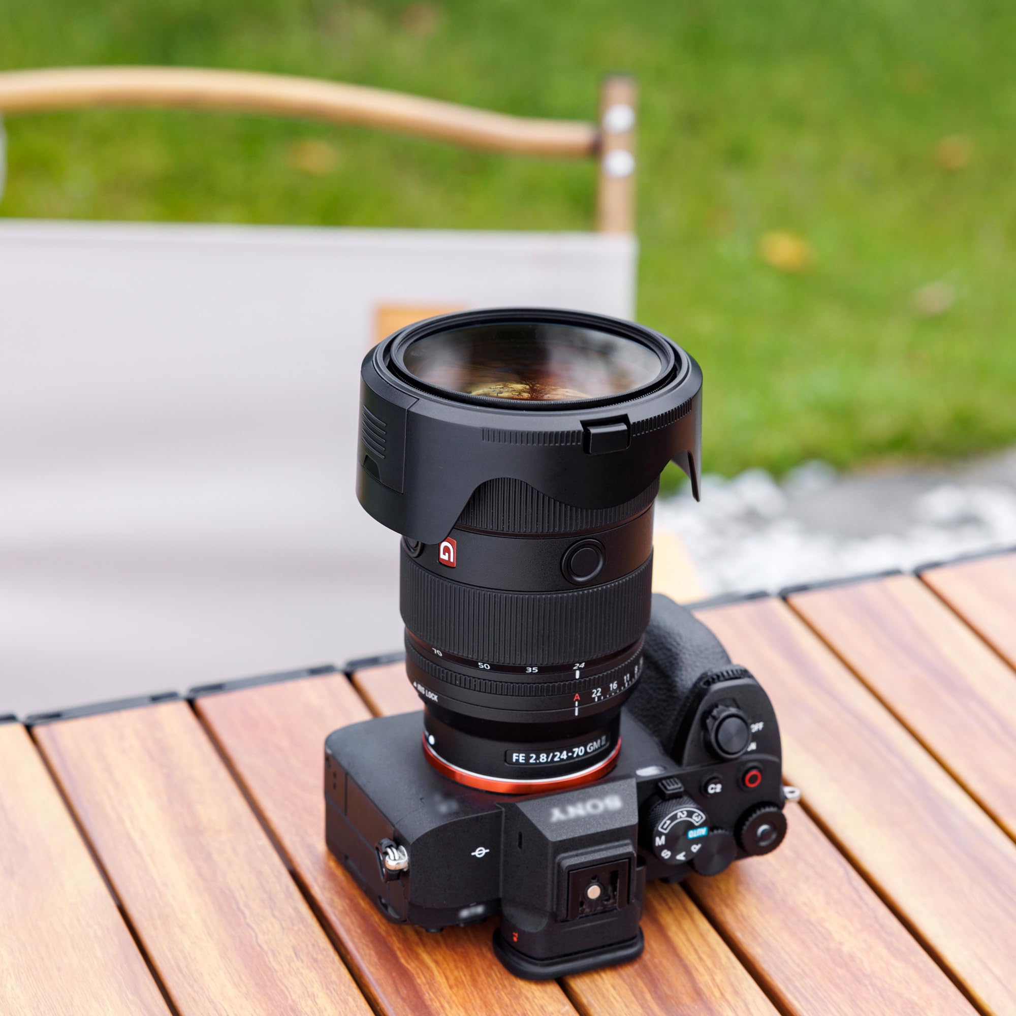 JJC Paraluce a baionetta ALC-SH168 per obiettivo Sony FE 24-70 mm F2.8 GM II, sostituisce il paraluce Sony ALC-SH168, filtro da 82 mm e copriobiettivo supportato