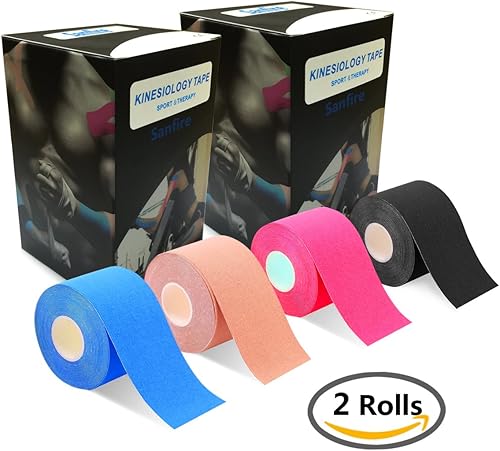 Miniatura 7 de Kinesiology Tape - Paquete combinado de 2 rollos para deportes atléticos, recuperación y fisioterapia, impermeable, sin cortar, 2 pulgadas x 16.4