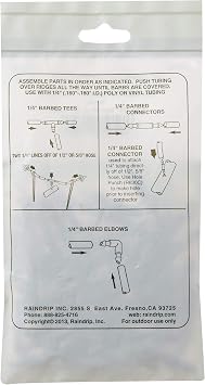 Raindrip 312050B Drip Irrigation Fittings Single Barbed Coupling Connectors, 1/4-Inch, 50 Per Bag, for Trees, Shrubs, Gardens, Black