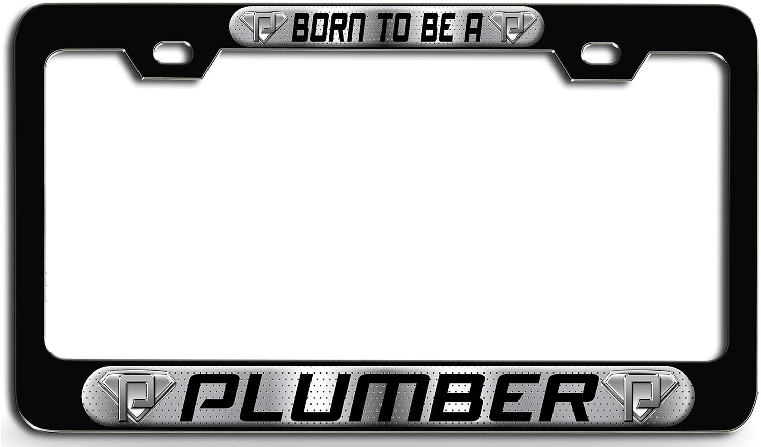 Makoroni - Born to BE A Plumber Career Bl 3D Metal License Plate Frame Auto SUV Truck Tag Holder, #s6