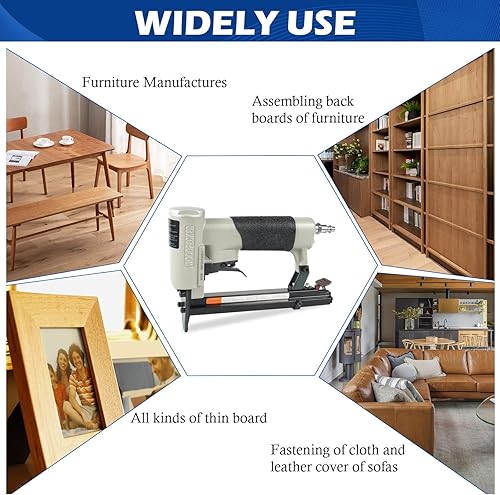 Miniatura 9 de WOODPECKER N7116 - Pistola de grapas de tapicería de calibre 22, 38 pulgadas, grapadora neumática para tapicería, serie 71, pistola de grapadora de