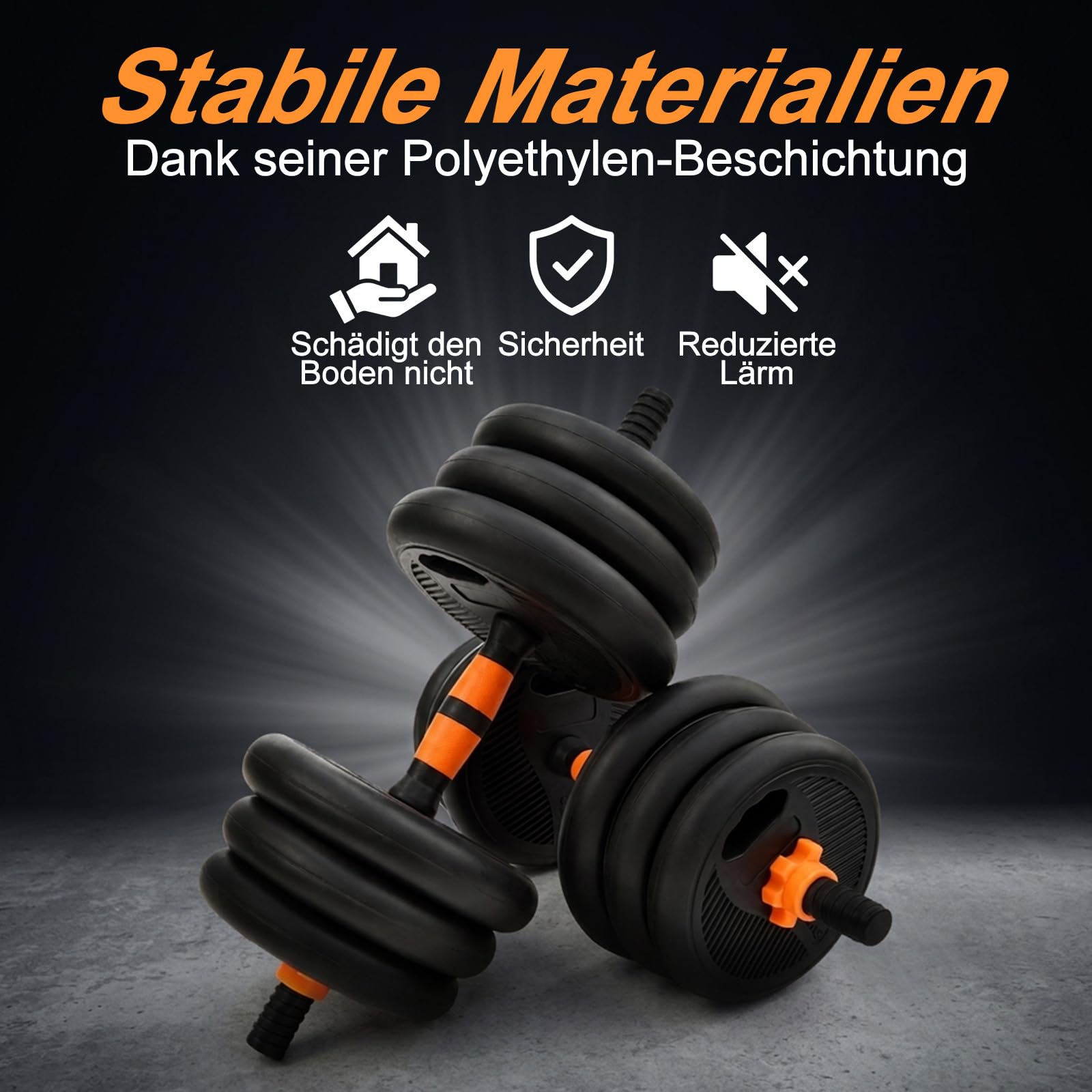 6-in-1 Multifunktions-Hantelset 20KG – Verstellbare Kurzhantel & Langhantel mit Kettlebell, Liegestützgriffen, Springseil & Bauchtrainer, Fitness Set