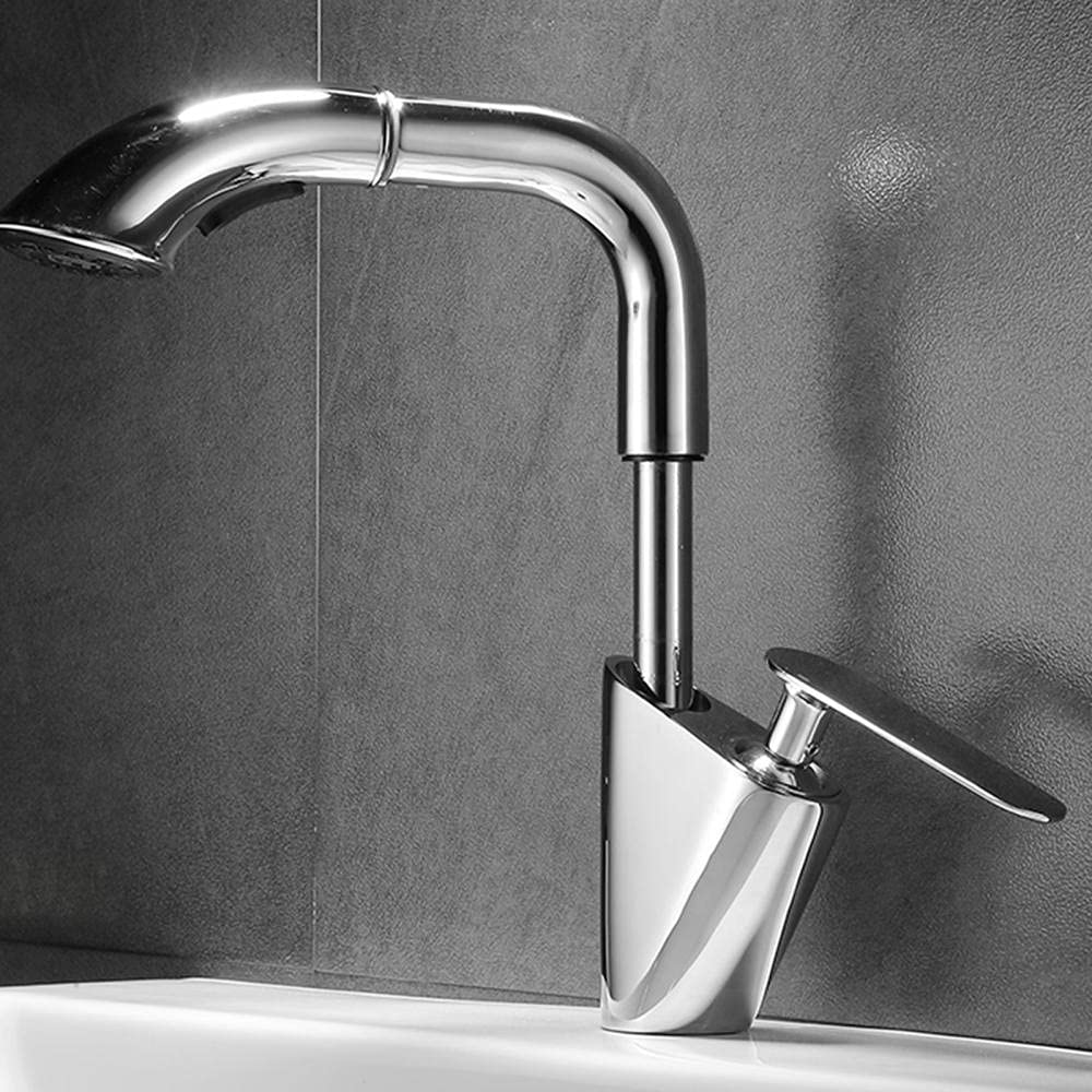 Mitigeur lavabo pivotant en laiton massif chromé, élégance et double pulvérisation pour vasque