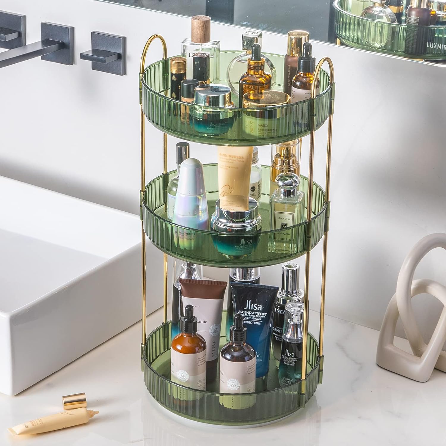 Amazon.com: INVSSENE 360° Rotating Makeup Organizer, Bathroom Make Up ...