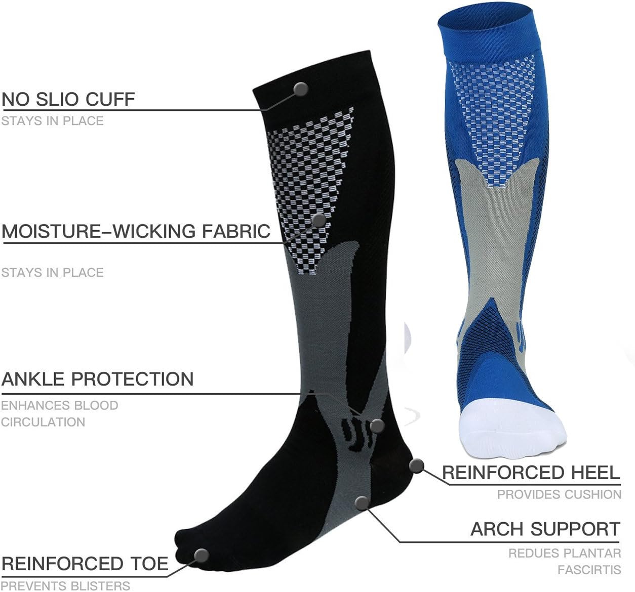 seven wolves 2 Pairs Women Compression Socks 20-25mmhg Using for Hiking Cycling Traveling Walking