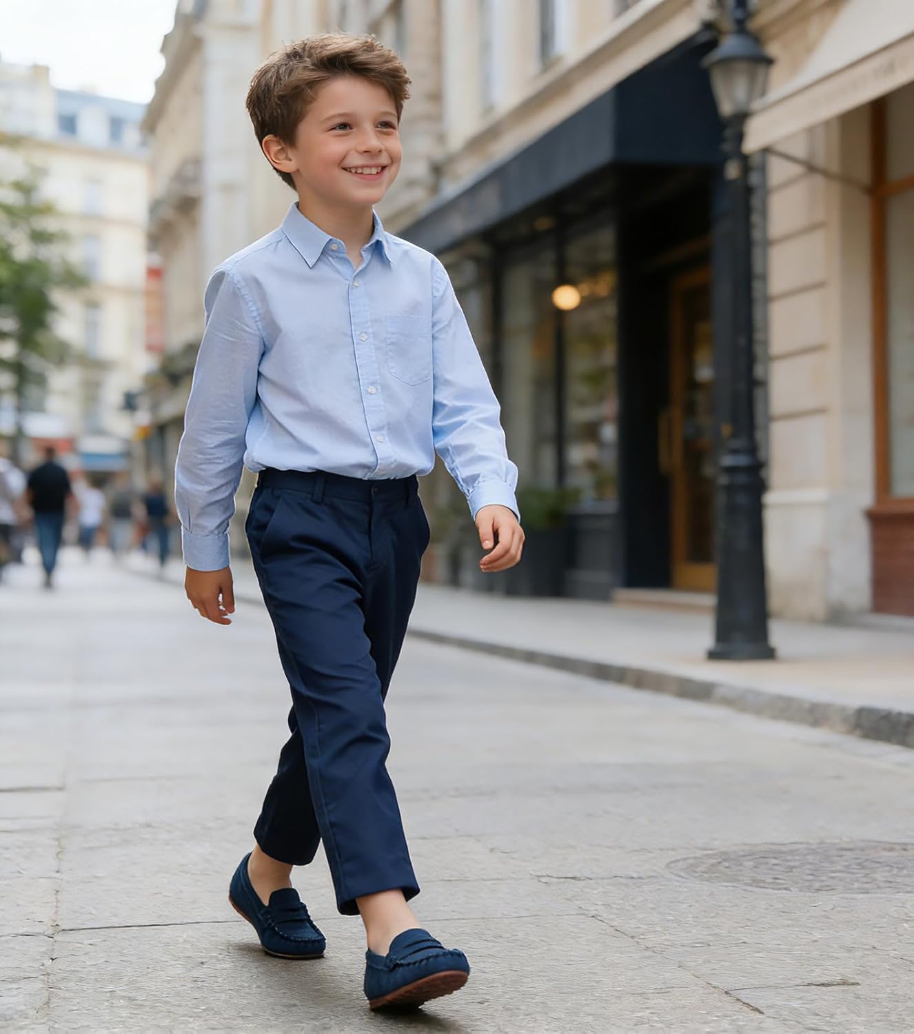 DADAWEN Kids' Soft Suede Slip On Loafers - Image 2