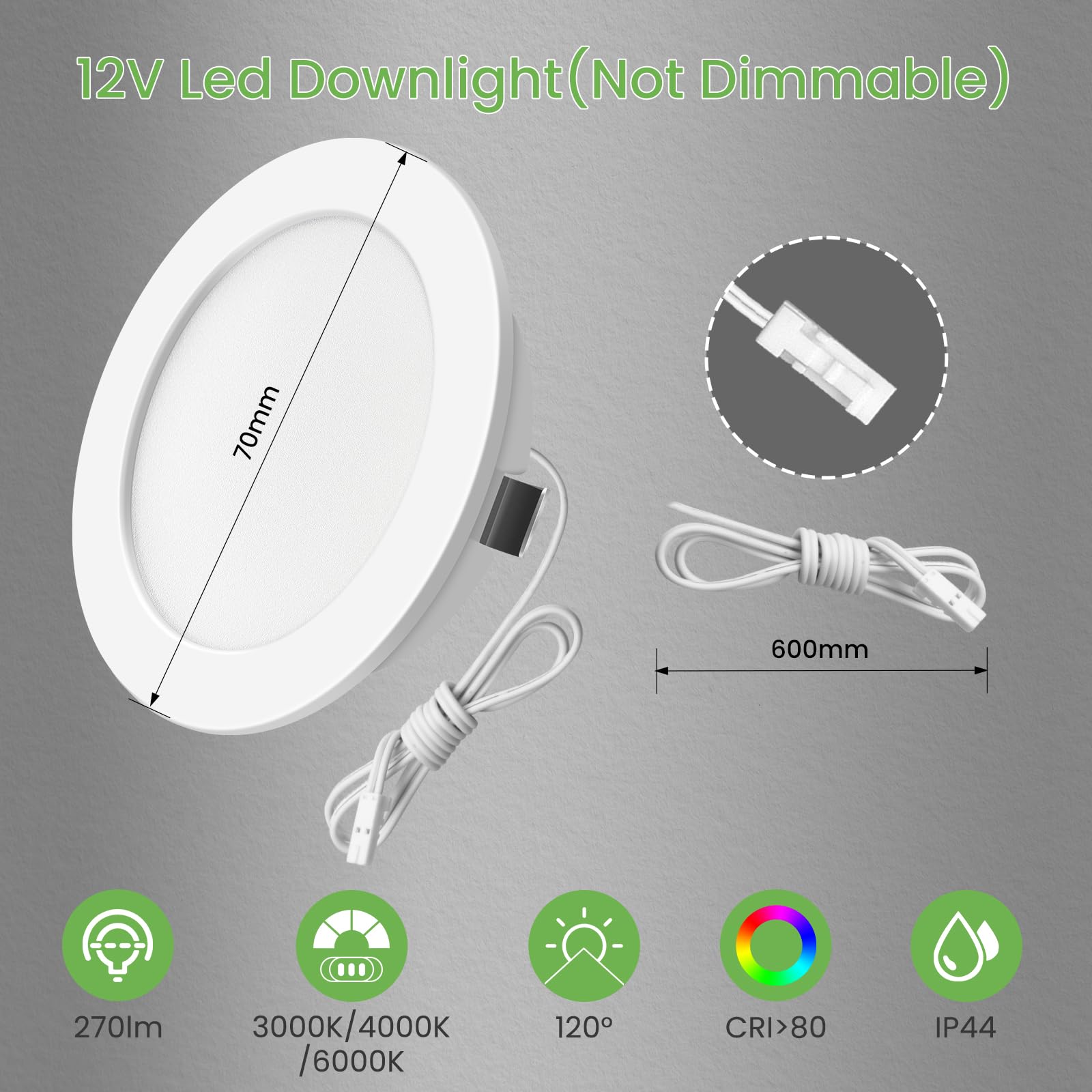 ALUSSO LIGHTING 3 Pack 12V LED Spot Lights, 3000K 4000K 6000K Downlights - Image 3