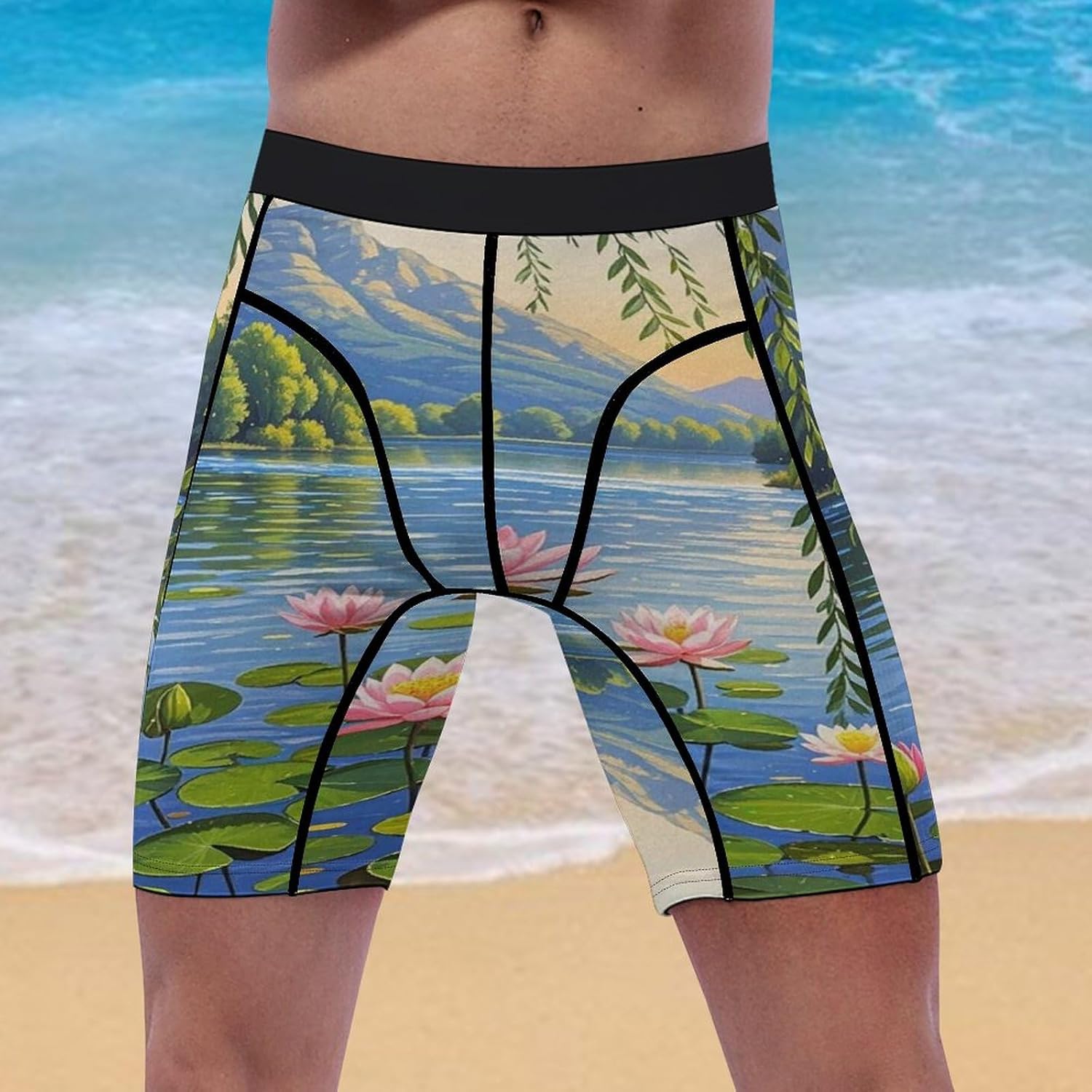 Willow Willow Lotus Compression Shorts Men Spandex Sport Shorts Workout Performance Baselayer Underwear