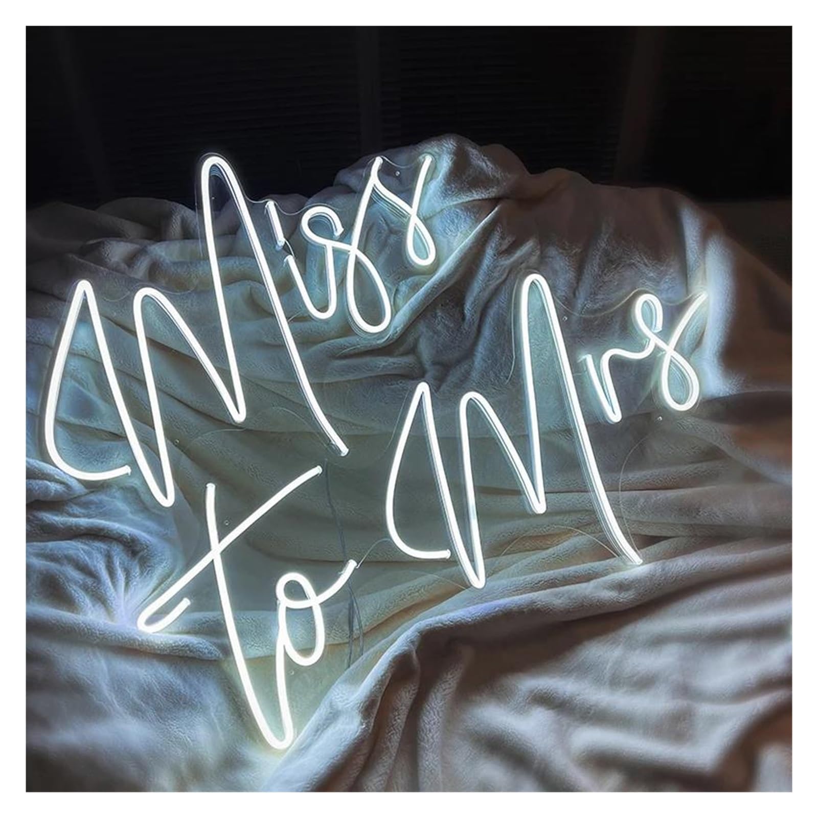 Wiszące neony artystyczne Miss To Mrs Neon Sign Wedding Zaręczyny Party Bridal Shower Dekoracja Dom(50cm)
