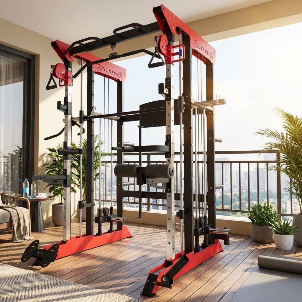 Power Cage Smith Machine, Power Cage Light Commercial Grade SuperiSquat Rack for Home Gym Equipment