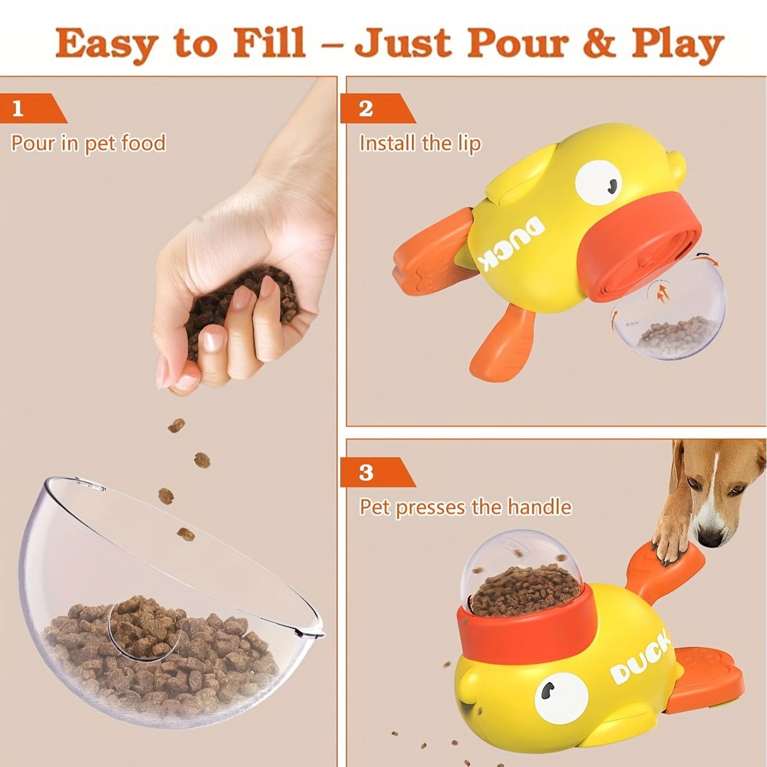 Giochi Di Intelligenza Cane, Dispenser Cibo Gatti, Giocattolo Interattivo a Forma di Anatra, Giocattolo Interattivo 2 In 1 per Cani e Mangiatoia Lenta, Dispenser per Cani d'Anatra