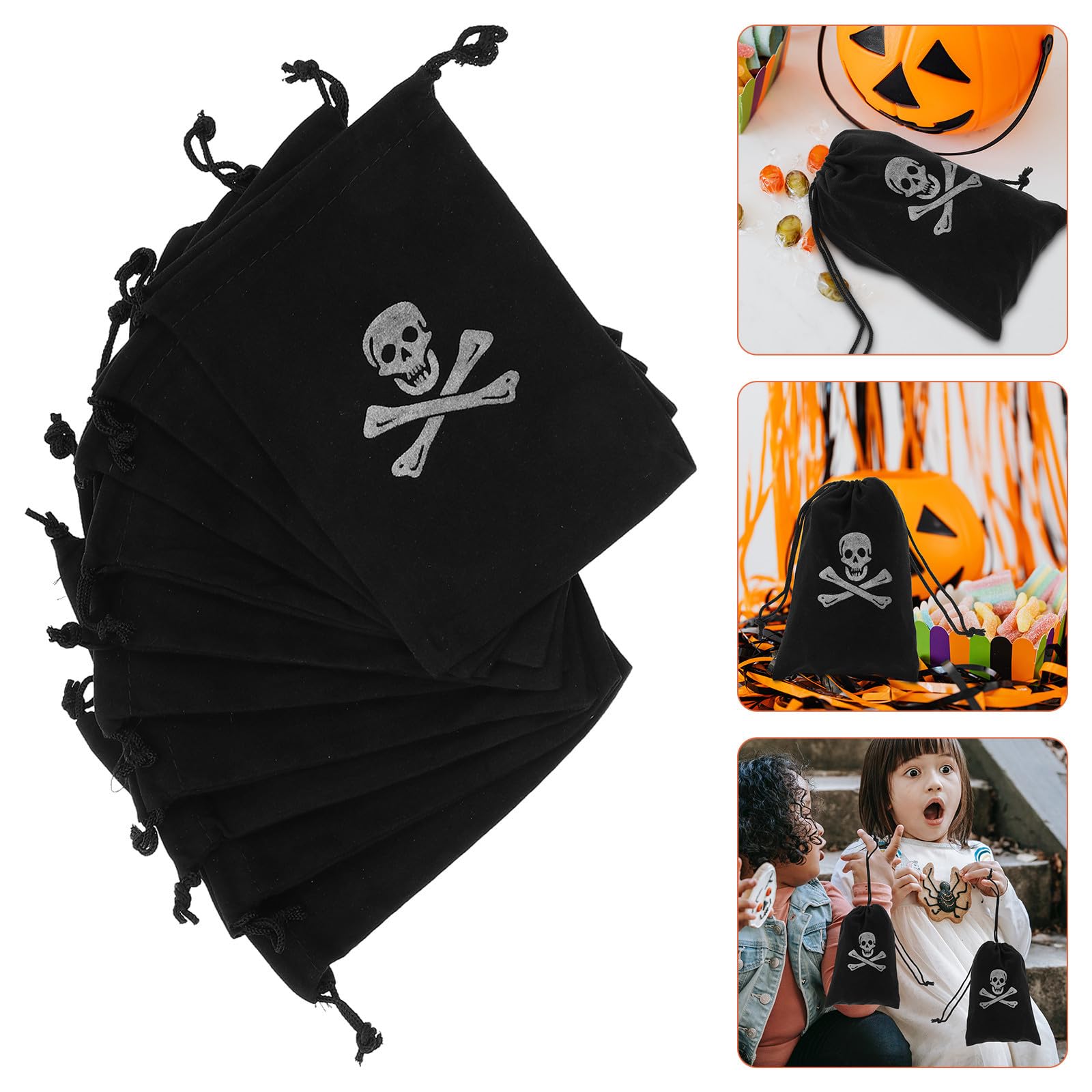 Süßigkeitenbeutel 10 Stück Schwarz Polyester für Halloweenparty
