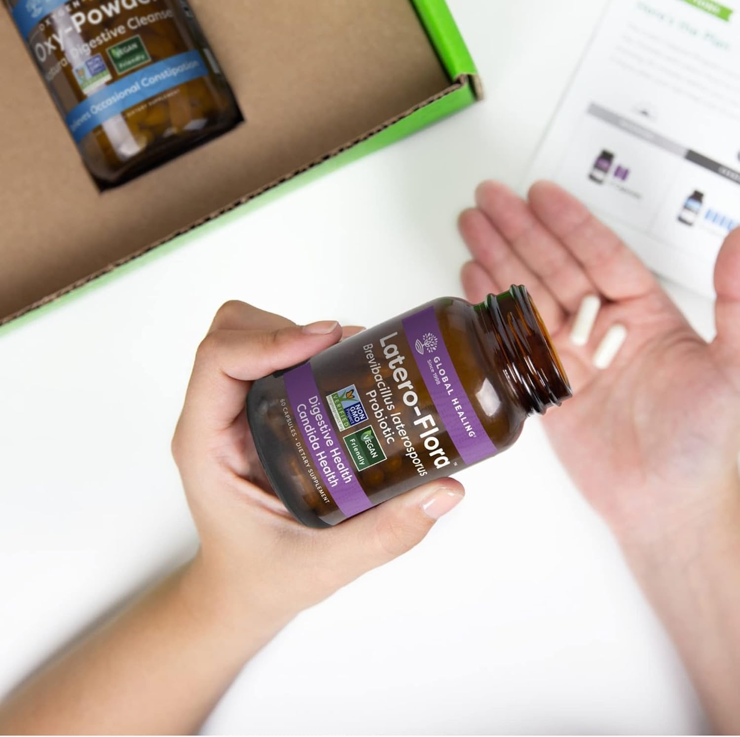 Global Healing Center Colon Cleanse Program, 6-Day Quick Cleanse with Step-by-Step Instructions - Oxygen Based and Natural Colon Cleanse Paired with Probiotic Supplement For Healthy Digestion Support