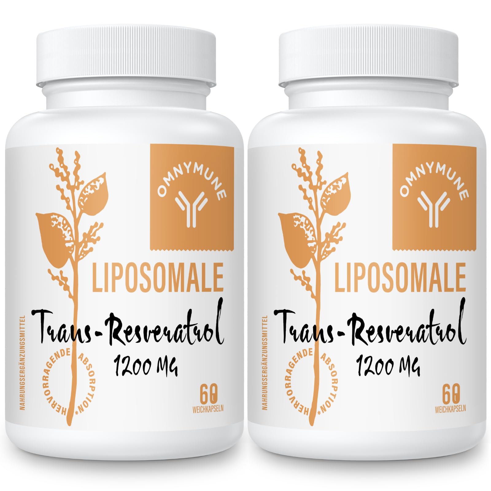 Trans-resveratrol liposomal de 98% pureza en pack de 120 cápsulas